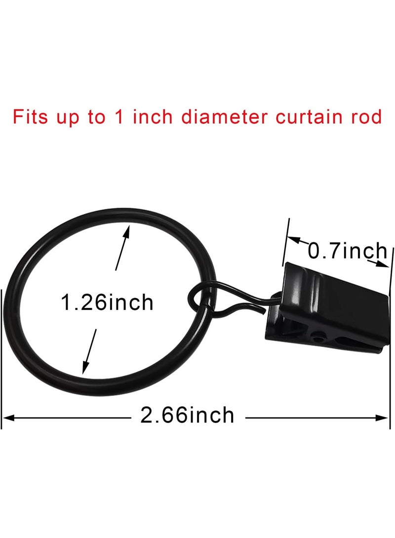 40PCS Curtain Rings with Clips, Strong Drapery Clips Hooks on Tension Rod Bracket, 1.26 Inch Interior Diameter Metal Eyelets Decorative Drapes Window Hangers, Vintage Black - Image 2